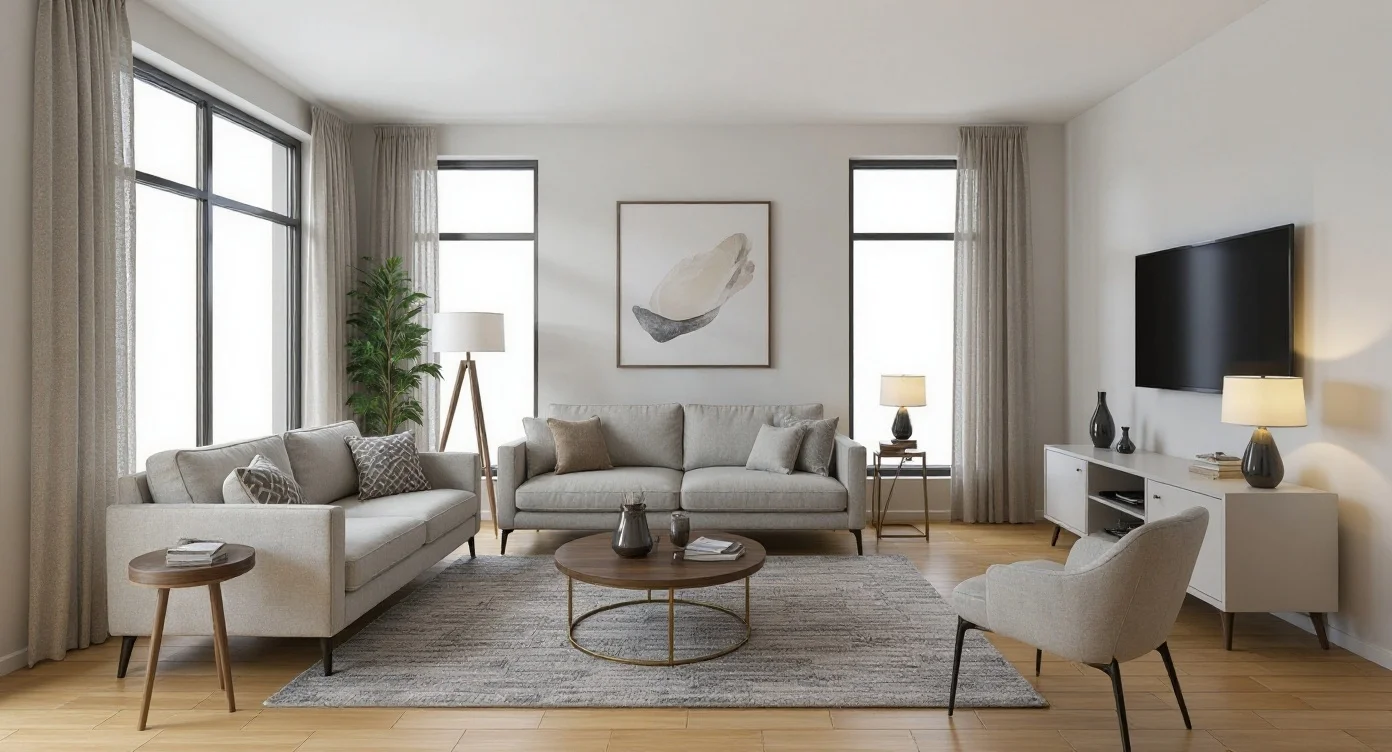 Same room after AI virtual staging