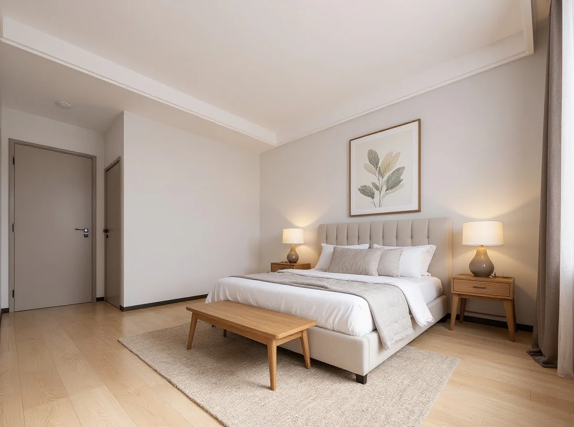 Bedroom · minimalist warm render
